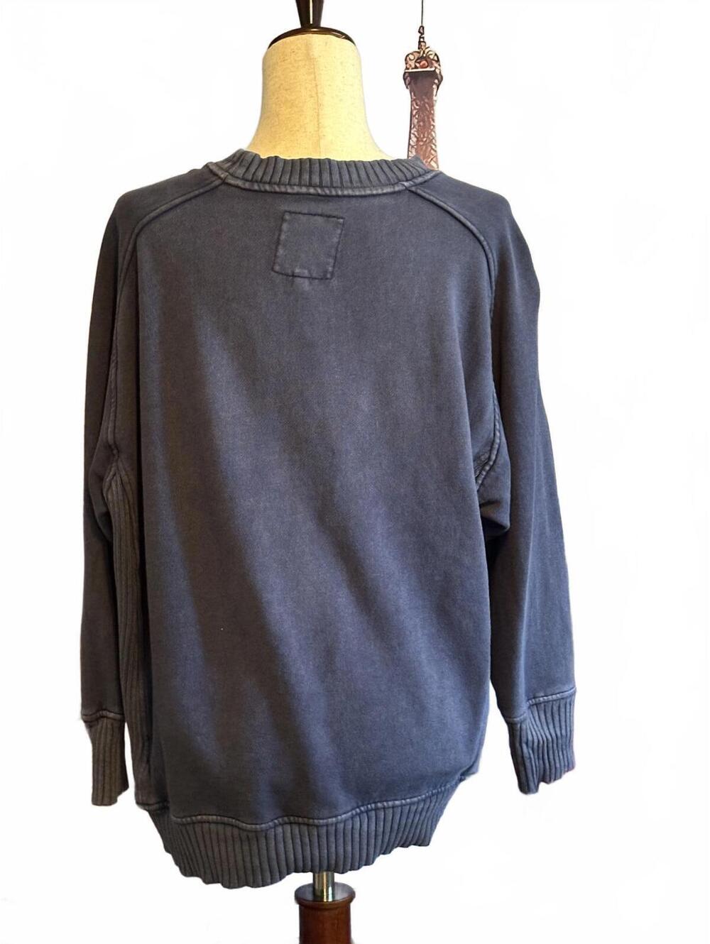 Aerie "Checked Out" Graphic Sweatshirt, Navy Blue. XS - Picture 3 of 4